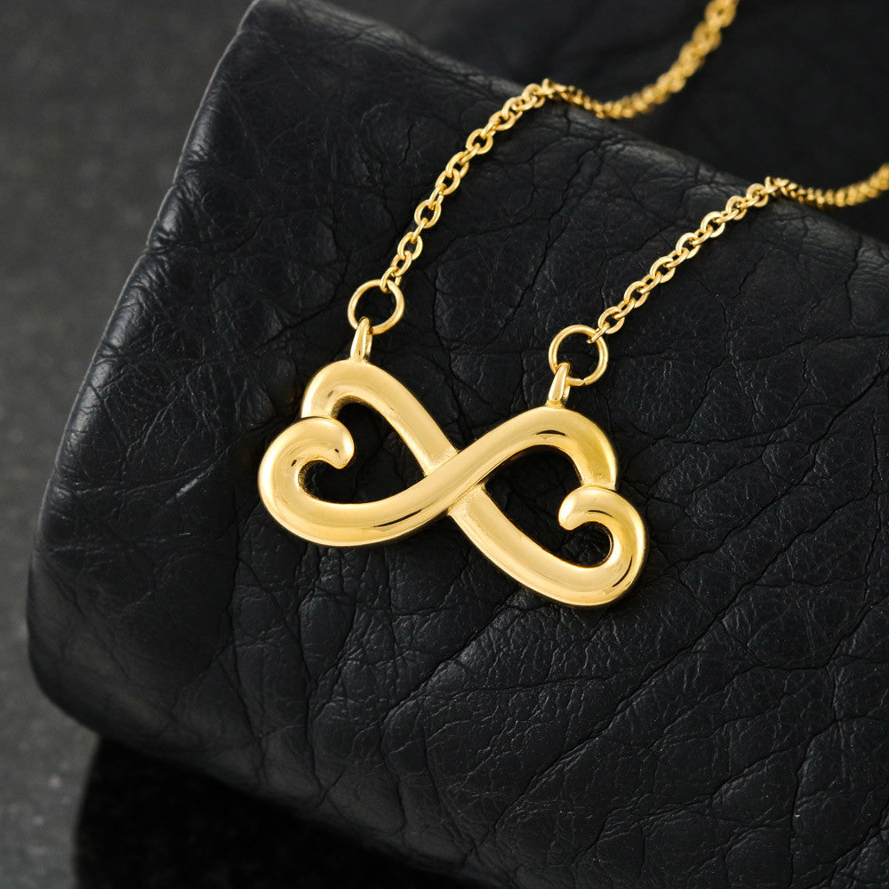 Infinity Heart Necklace for Her, Endless Love Symbol, 18K Ye - gold infinity hearts dark