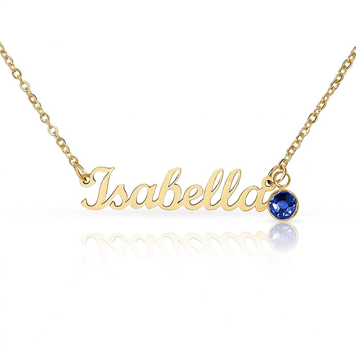 Custom Gold Name Necklace with Birthstone Charm – Personalized 18K Gold-Plated, Gift for Her
