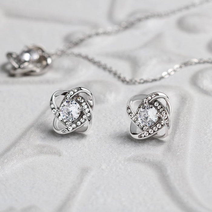 Love Knot Necklace and Earring Gift Set – 18K Gold-Tone, Gift-Ready Jewelry Set for Women