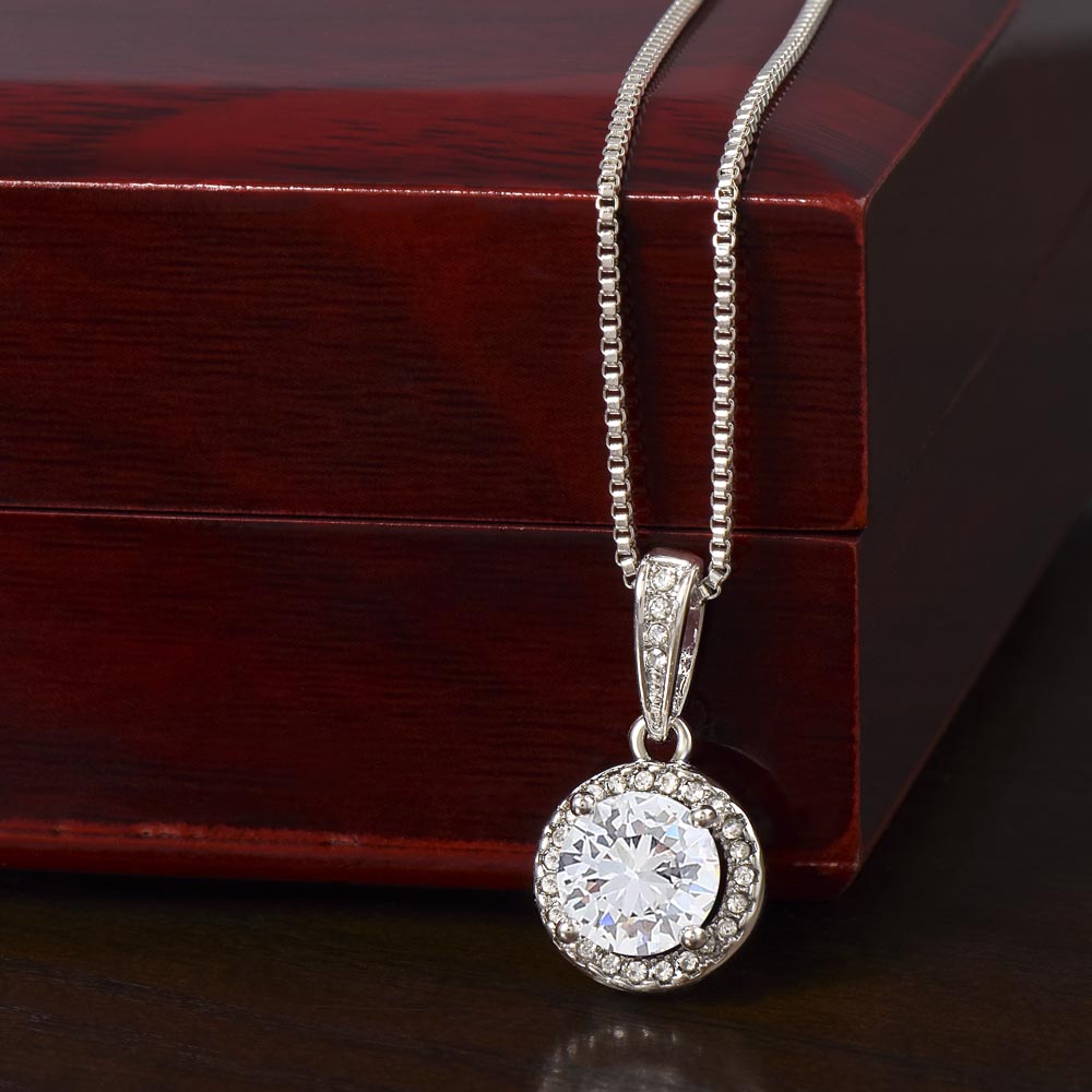 Eternal Hope Necklace, Cushion Cut Crystal, 14K White Gold Finish