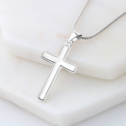 Stainless Steel Cross Necklace on Solid Chain, Everyday Wear