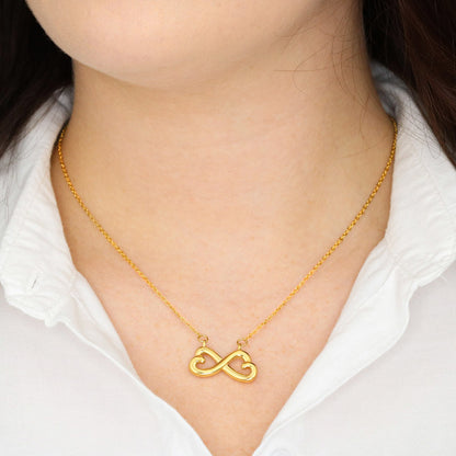 Infinity Heart Necklace for Her, Endless Love Symbol, 18K Ye - Gold Infinity Heart On Model