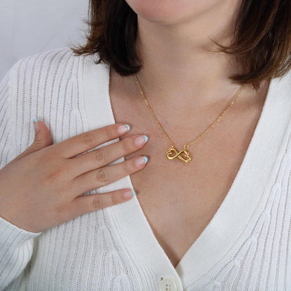 Infinity Heart Necklace for Her, Endless Love Symbol, 18K Ye - Model Image 3