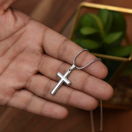 Stainless Steel Cross Necklace on Solid Chain, Everyday Wear