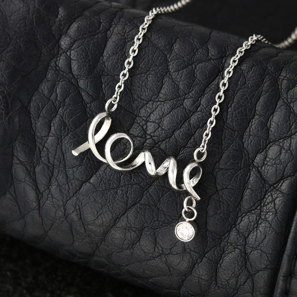Scripted Love Necklace, Cursive Love Pendant, Stainless Steel