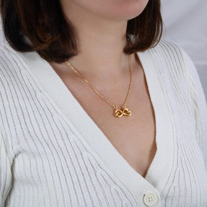 Infinity Heart Necklace for Her, Endless Love Symbol, 18K Ye - Model Image 2