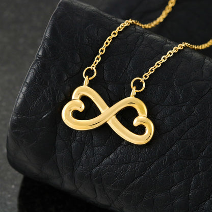 Infinity Heart Necklace for Her, Endless Love Symbol, 18K Ye - gold infinity hearts dark