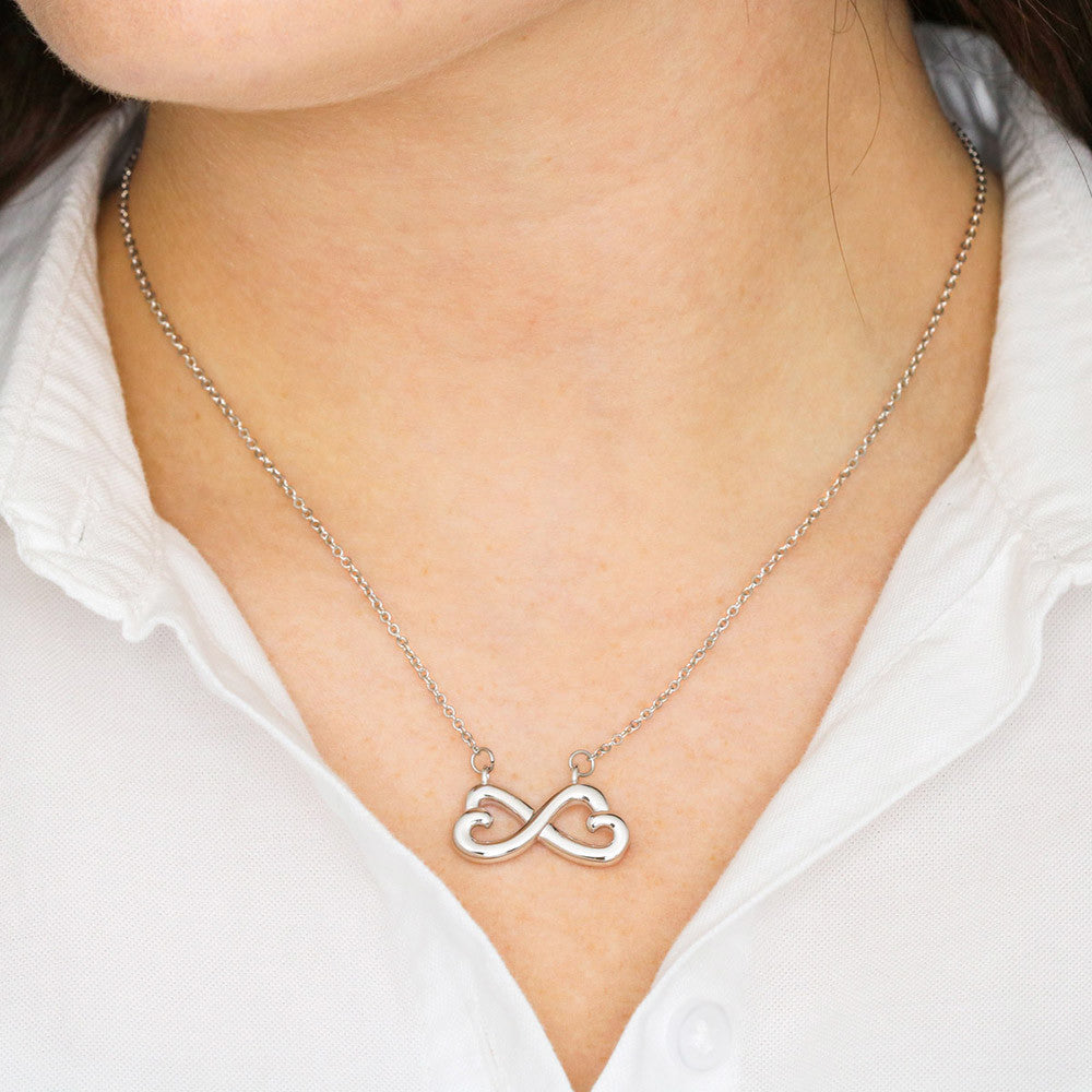 Infinity Heart Necklace for Her, Endless Love Symbol, 18K Ye - Infinity Heart on model
