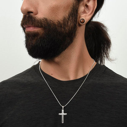 Stainless Steel Cross Necklace on Solid Chain, Everyday Wear