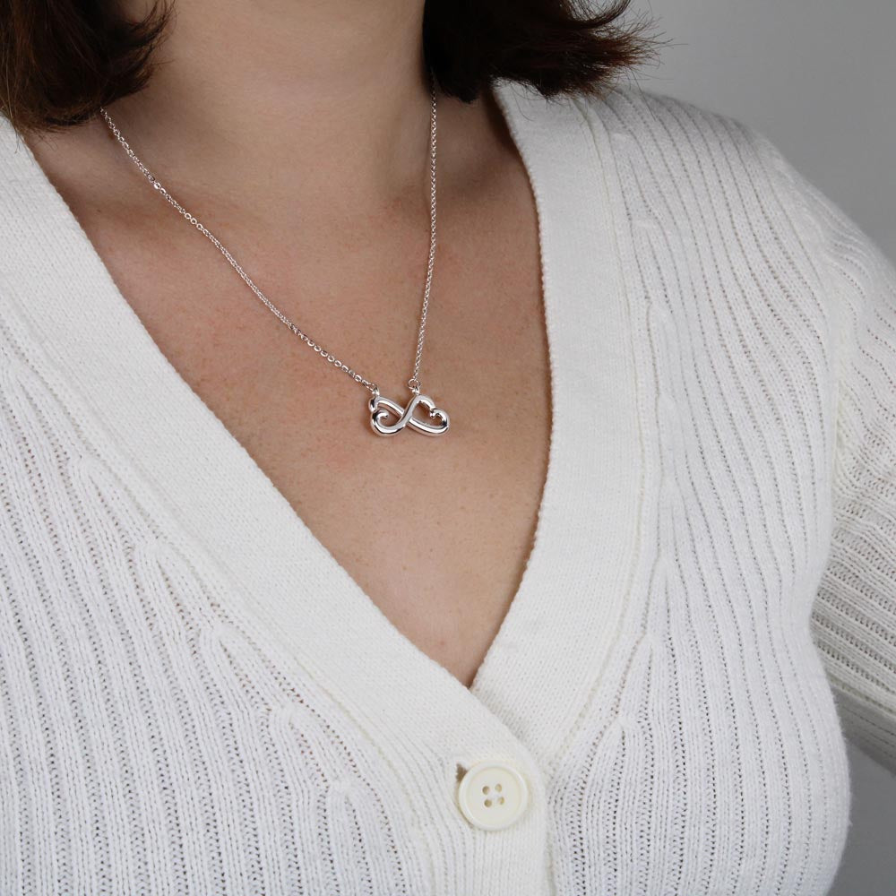 Infinity Heart Necklace for Her, Endless Love Symbol, 18K Ye - Model Image