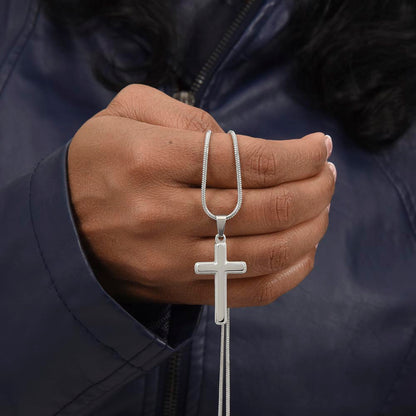 Stainless Steel Cross Necklace on Solid Chain, Everyday Wear