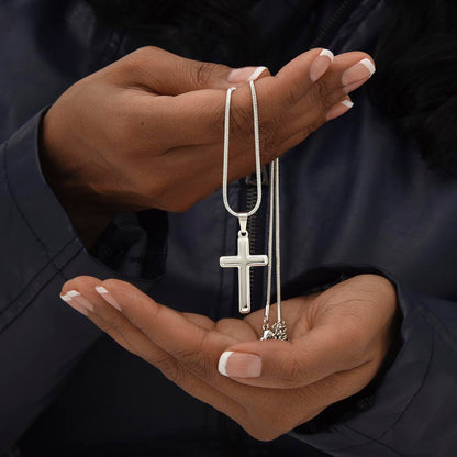 Stainless Steel Cross Necklace on Solid Chain, Everyday Wear