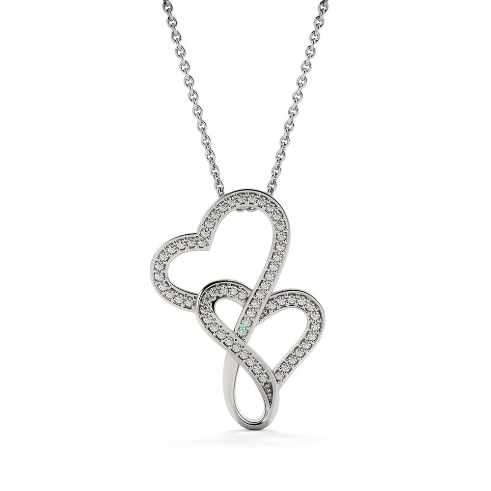 Heart to Heart Pendant Necklace, Interlocking Double Heart