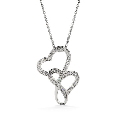 Heart to Heart Pendant Necklace, Interlocking Double Heart