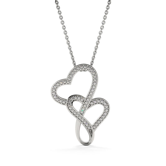 Heart to Heart Pendant Necklace, Interlocking Double Heart