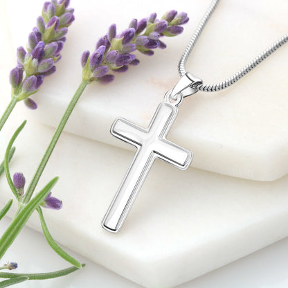 Artisan Cross Necklace on Snake Chain, 18K Yellow Gold Finis - Cross flowers