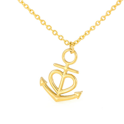 Anchor Pendant Necklace for Men, 18K Yellow Gold Finish or P - Gold Anchor Necklace 2
