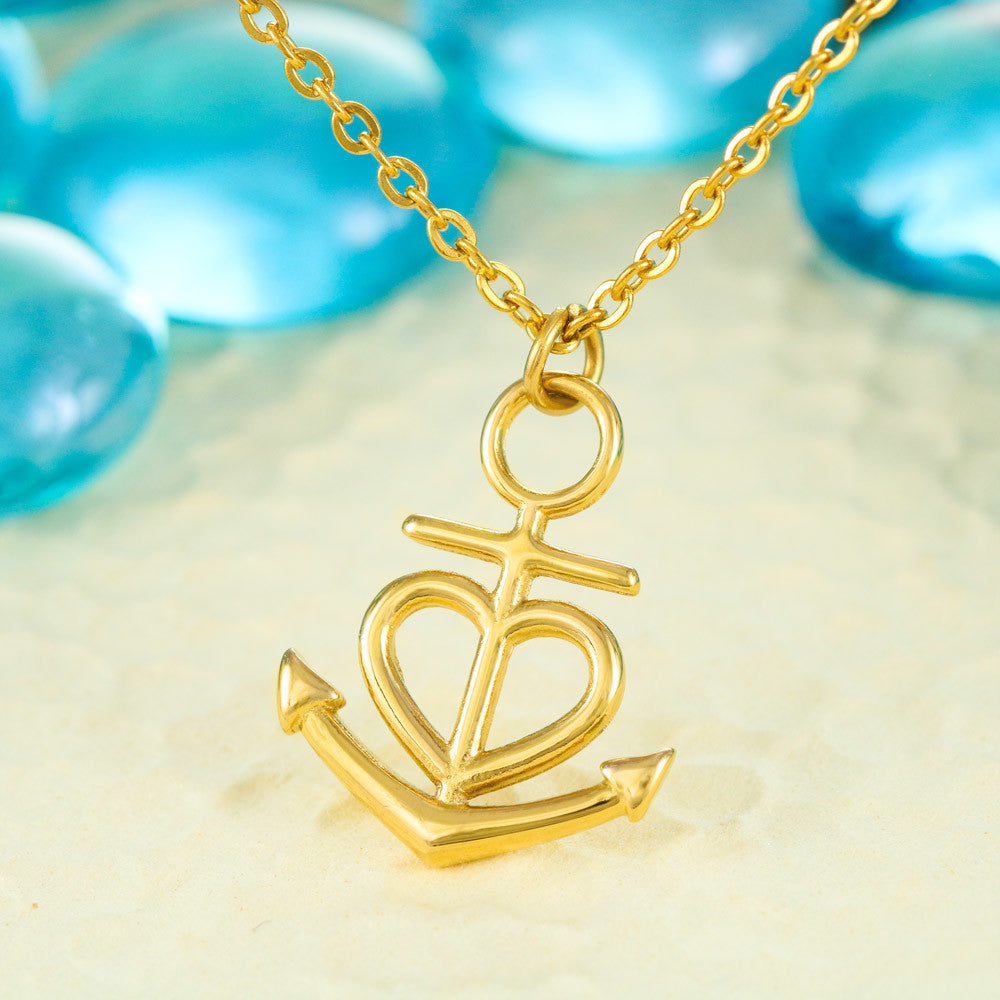 Anchor Pendant Necklace for Men, 18K Yellow Gold Finish or P - Gold Anchor Necklace