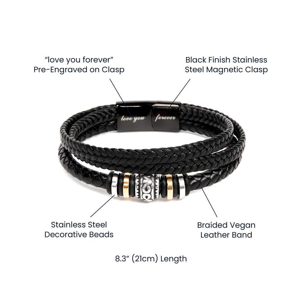 Love You Forever Men's Bracelet, Engraved Keepsake Gift for  - Love You Forever Spec