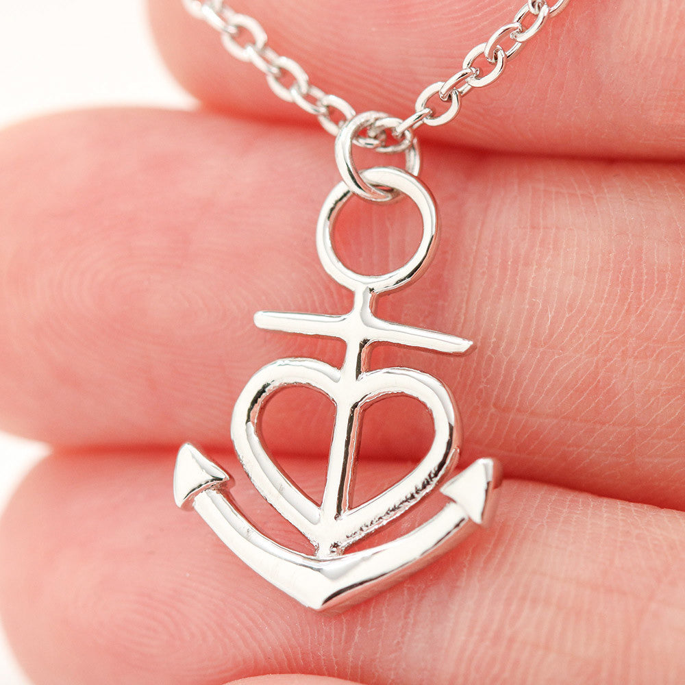 Anchor Pendant Necklace for Men, 18K Yellow Gold Finish or P - Friendship Anchor in hand