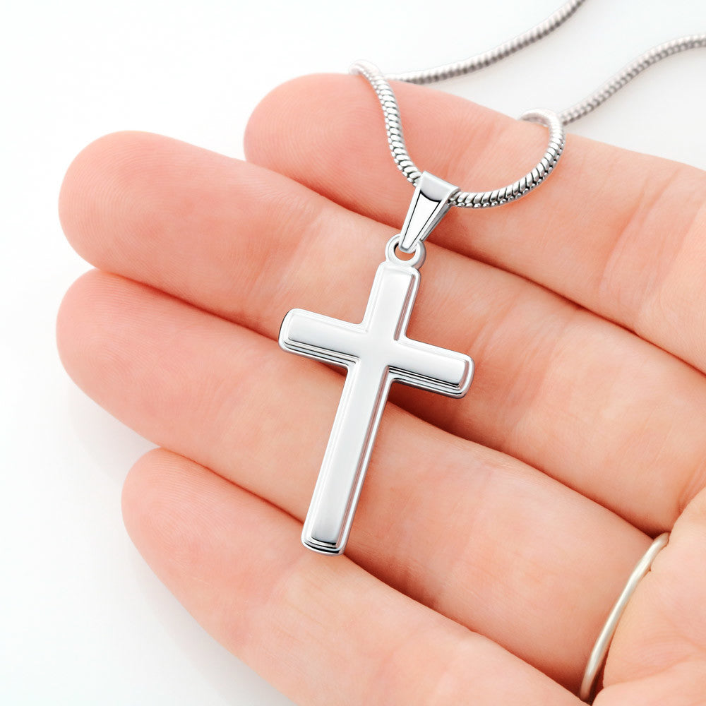 Stainless Steel Cross Necklace on Solid Chain, Everyday Wear