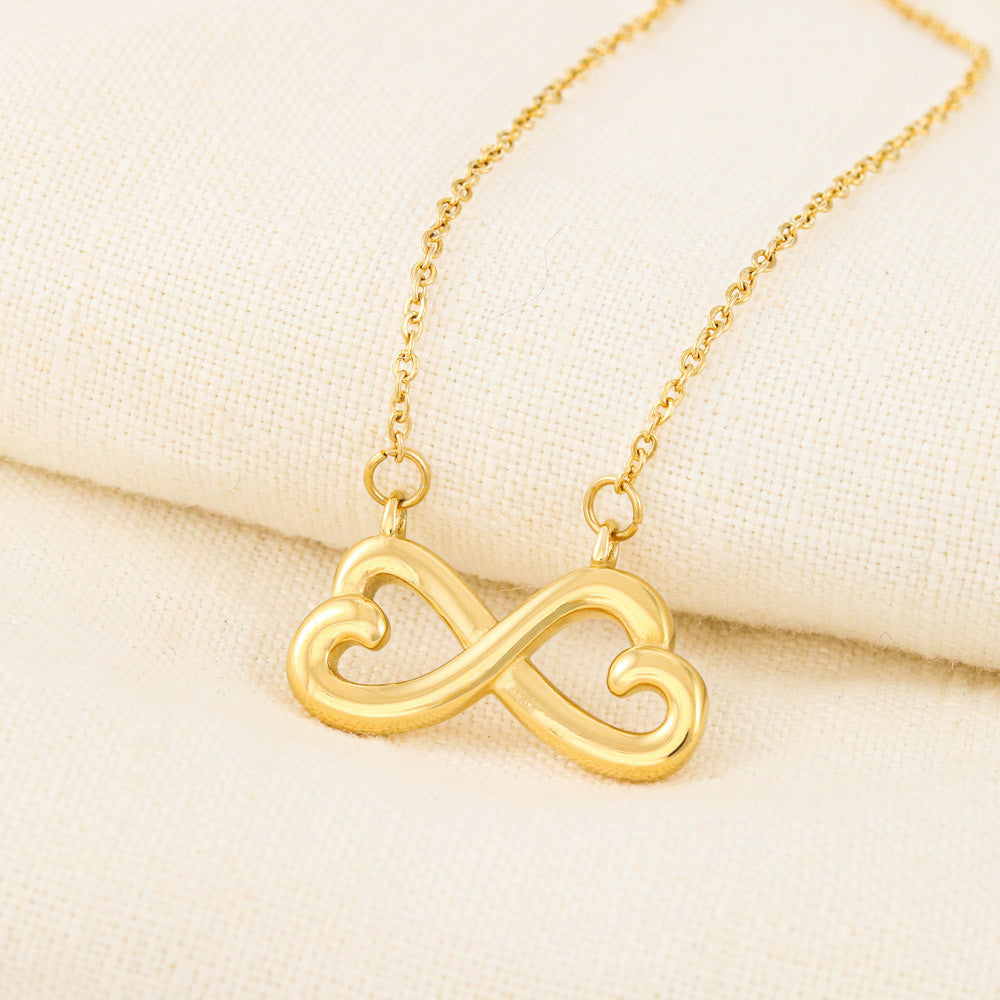 Infinity Heart Necklace for Her, Endless Love Symbol, 18K Ye - Gold Infinity Hearts linen