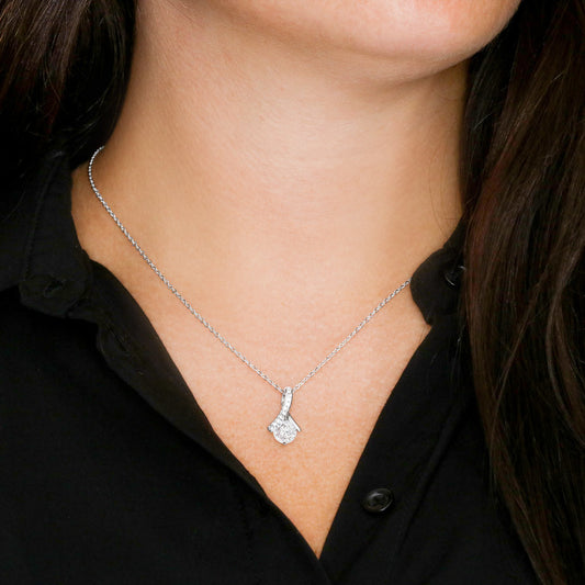 Solitaire Pendant Necklace for Wife, Crystal Center, 18K Yellow or 14K White Gold Finish