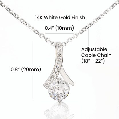 Solitaire Pendant Necklace for Wife, Crystal Center, 18K Yellow or 14K White Gold Finish