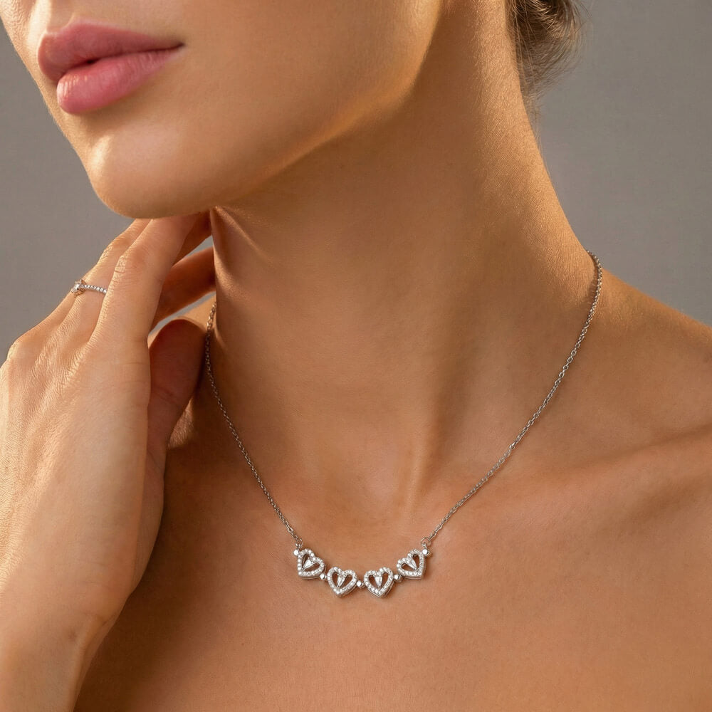 Magnetic Hearts Necklace, Four Crystal Hearts Form a Lucky C - Magnetic Clover Necklace 7