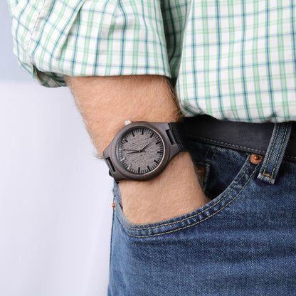Natural Wood Watch, Lightweight Wooden Case and Band, Mahogany Gift Box