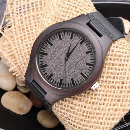 Natural Wood Watch, Lightweight Wooden Case and Band, Mahogany Gift Box