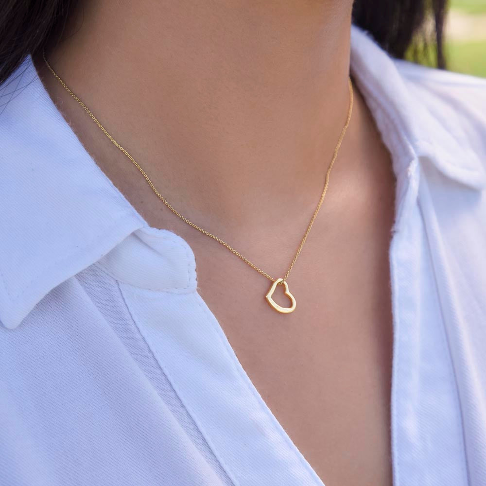 Delicate Open Heart Necklace, 18K Gold Finish, Layering Chain