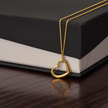 Delicate Open Heart Necklace, 18K Gold Finish, Layering Chain