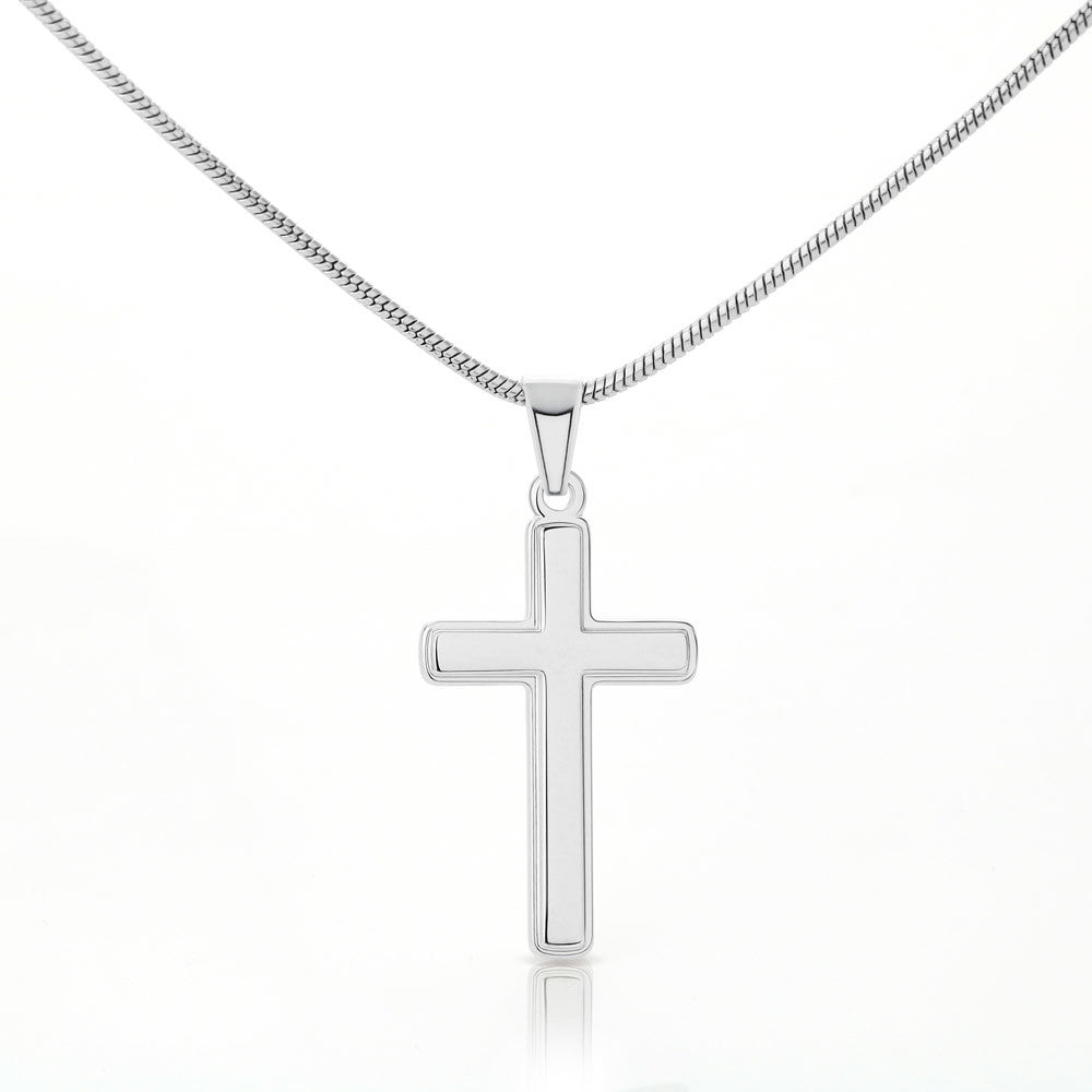 Stainless Steel Cross Necklace on Solid Chain, Everyday Wear