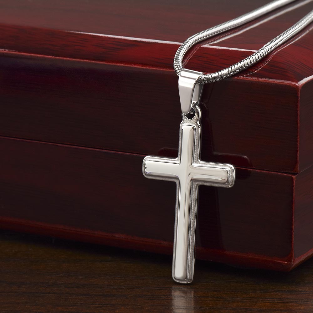 Artisan Cross Necklace on Snake Chain, 18K Yellow Gold Finis - Cross w Box