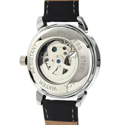 Automatic Skeleton Watch for Men, Self-Winding, Steel Case with Luxury LED Box