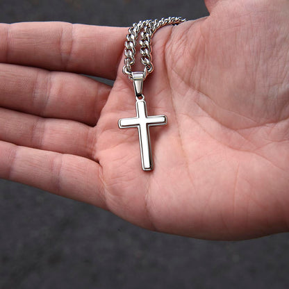 Artisan Cross on Cuban Link Chain, 18K Yellow Gold Finish or - Cross LS 5