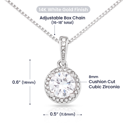 Eternal Hope Necklace, Cushion Cut Crystal, 14K White Gold F - Eternal Hope Necklace Specs