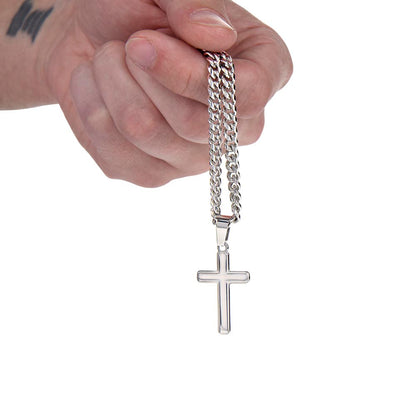 Artisan Cross on Cuban Link Chain, 18K Yellow Gold Finish or - Cross LS 9