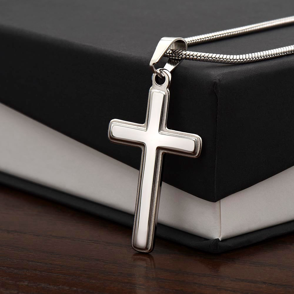 Stainless Steel Cross Necklace on Solid Chain, Everyday Wear