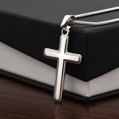 Stainless Steel Cross Necklace on Solid Chain, Everyday Wear