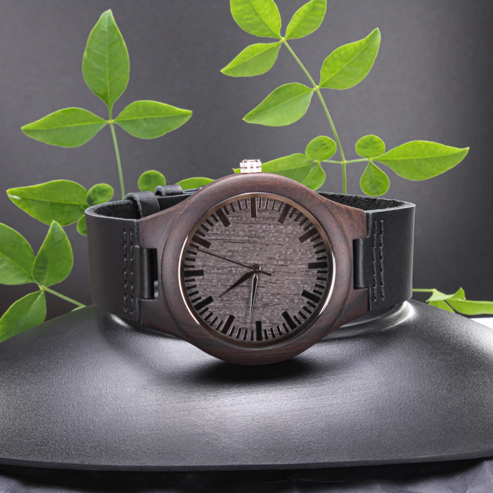 Natural Wood Watch, Lightweight Wooden Case and Band, Mahogany Gift Box