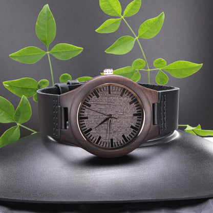 Natural Wood Watch, Lightweight Wooden Case and Band, Mahogany Gift Box
