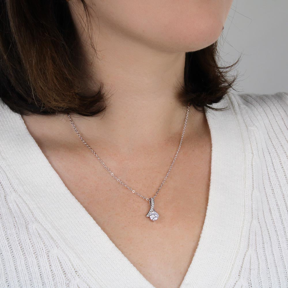 Solitaire Pendant Necklace for Wife, Crystal Center, 18K Yellow or 14K White Gold Finish