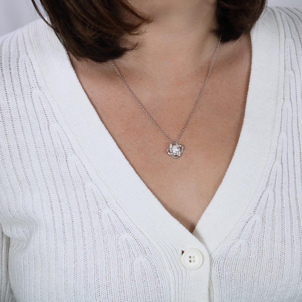 Love Knot Necklace, Unbreakable Bond Pendant, 18K Yellow or  - Model Image 2