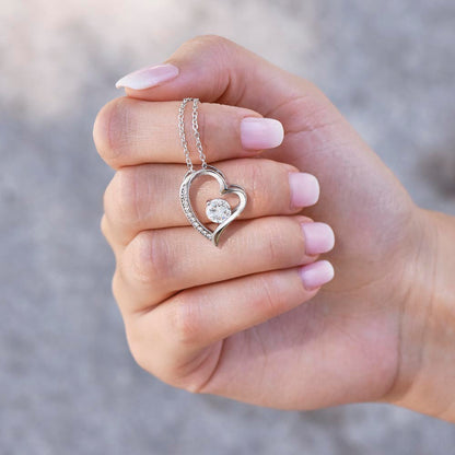 Crystal Heart Necklace for Mom, Adjustable Chain, 18K Yellow or 14K White Gold