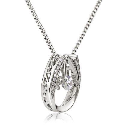 Lucky In Love Necklace, Four Leaf Clover with Crystal Heart
