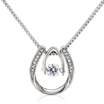 Lucky In Love Necklace, Four Leaf Clover with Crystal Heart