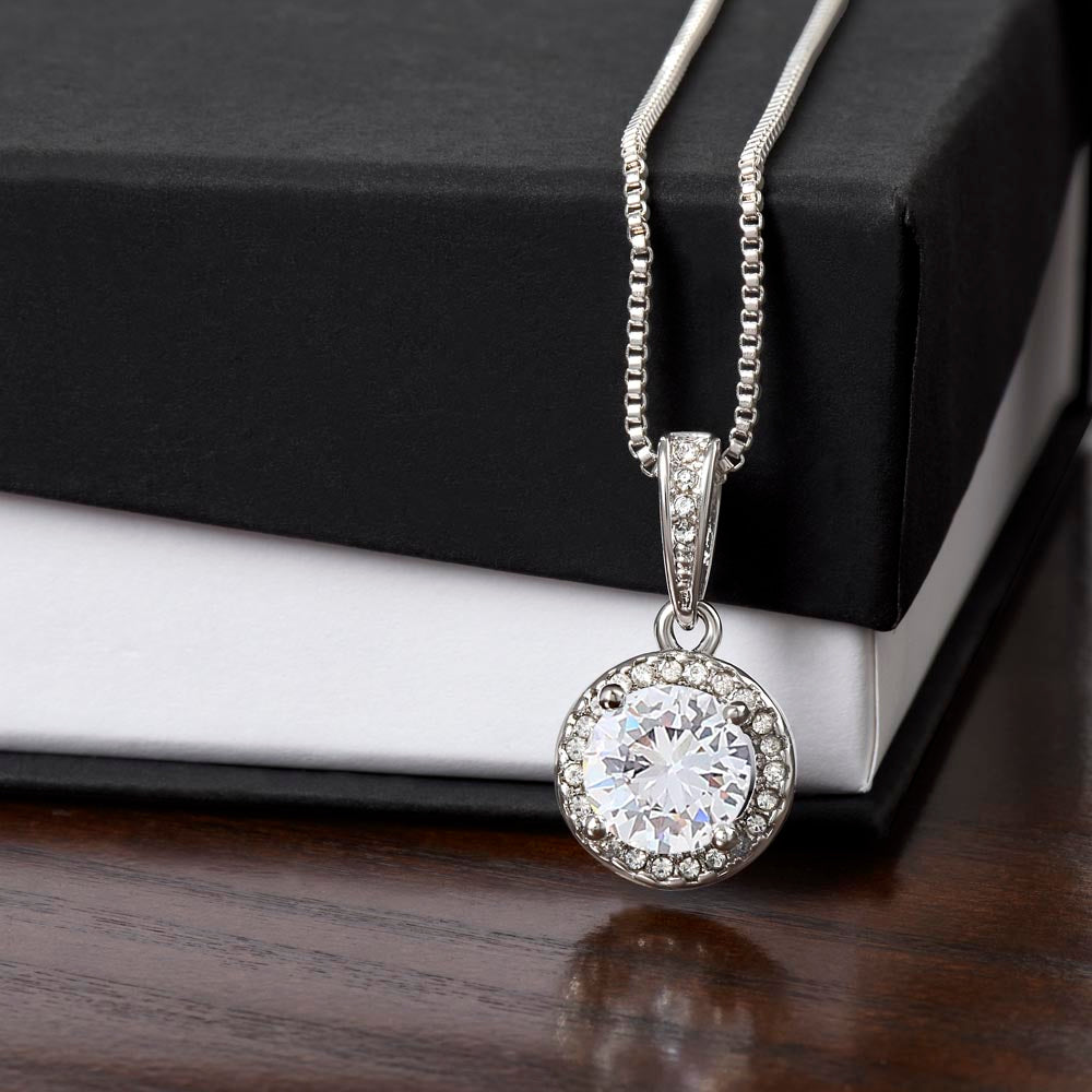 Eternal Hope Necklace, Cushion Cut Crystal, 14K White Gold F - Only w Box