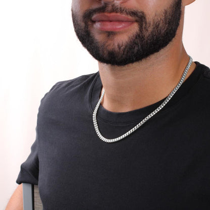 Cuban Link Chain Necklace, 18K Yellow Gold Finish or Polishe - Cuban Link Chain Silver 3